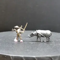 Brass Back To Farm Old Farmers Farm Cattle Small Sand Table Micro Landscape Bonsai Stone Landscape Model Toy Decoration