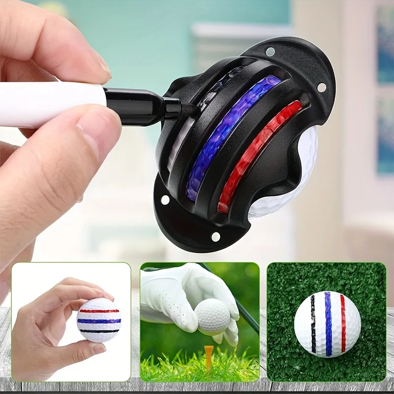 Golf Ball Marker Line Tool Includes 4 golf ball marker templates and 4-color golf ball marker pens Golf ball line marking tool