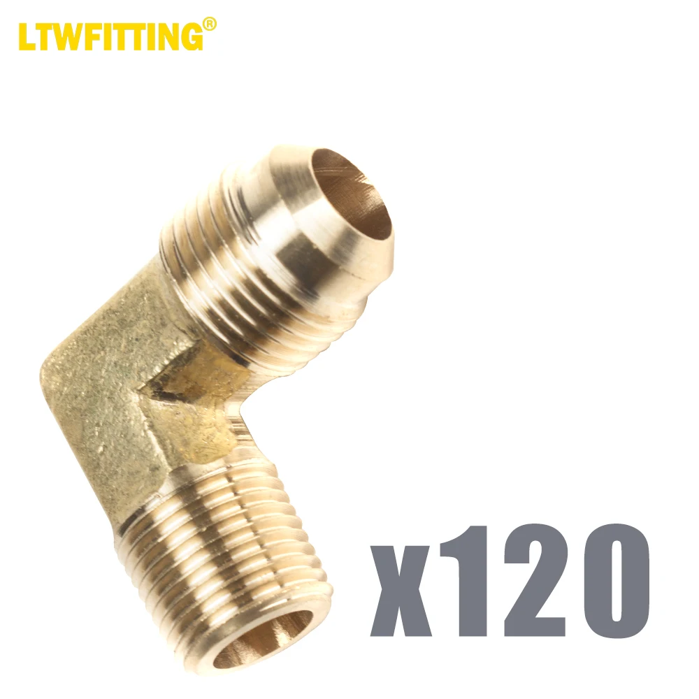 

LTWFITTING Brass Flare 1/2" OD x 3/8" Male NPT 90 Degree Elbow Tube Fitting (pack of 120)