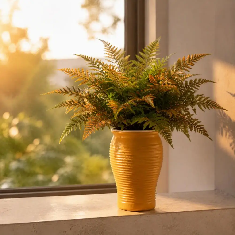 Ribbed Flower Planter Self Watering Pot Self Watering Planter Pot with Removable Ribbed Flower Container for Indoor Outdoor