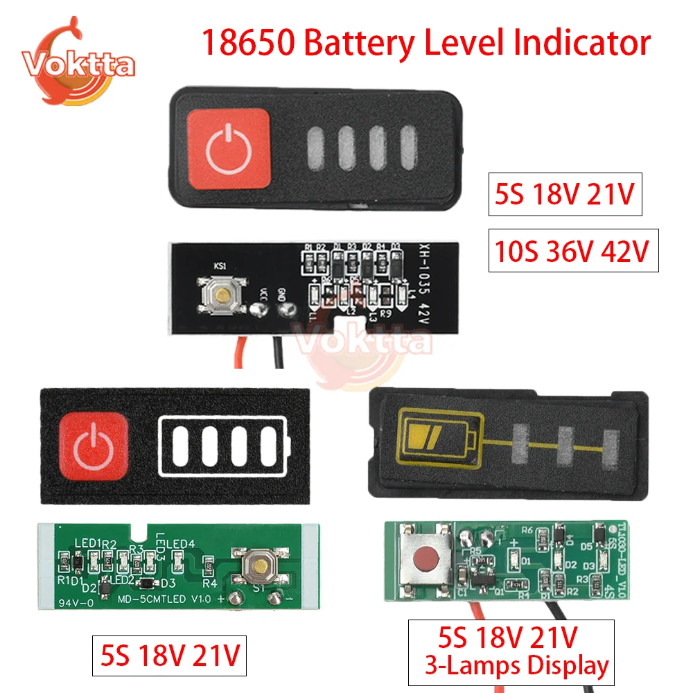

5S 10S 18V 21V 36V 42V Battery Capacity Indicator LED Power Display Module Battery Level Indicator 18650 Lithium Battery Tester