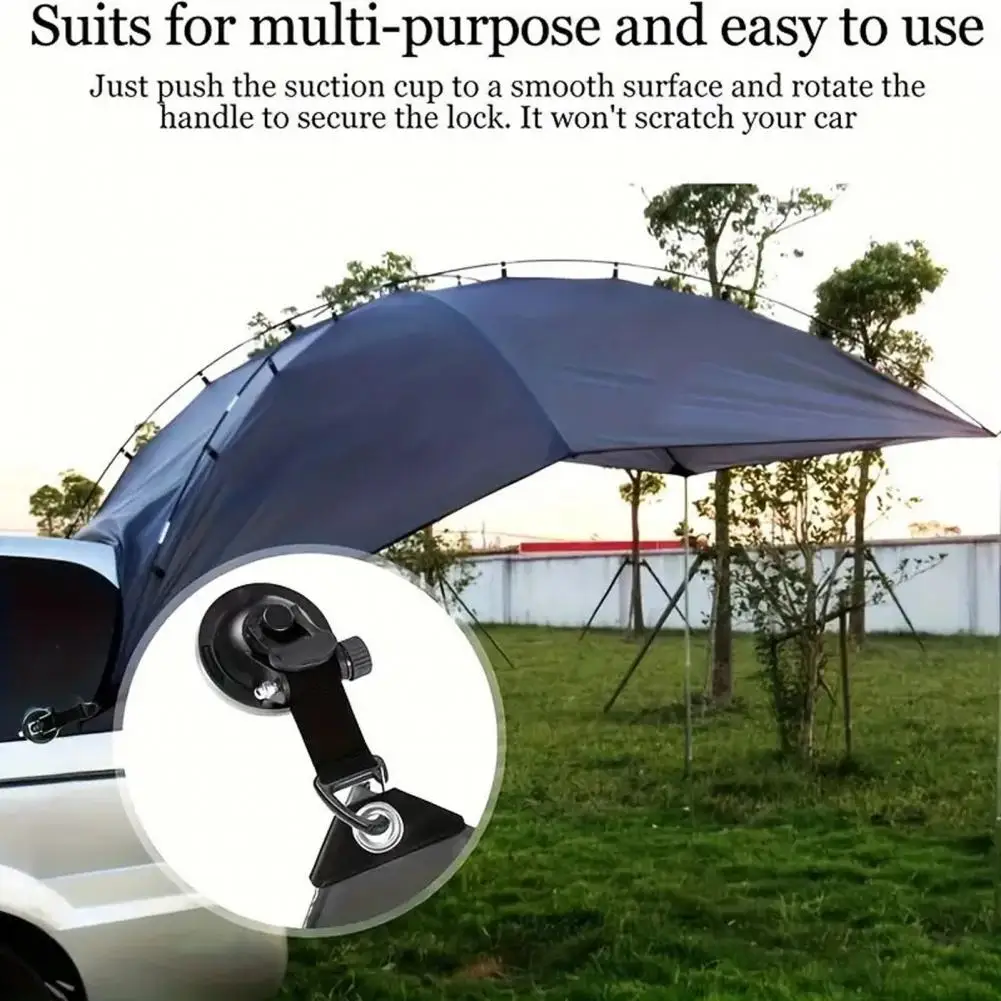 1/4Pcs Suction Cup With Hook & Nylon Webbing, Securing Hook Tie Down For Glass Window, Outdoor Car Awning Camping Trap Accessory
