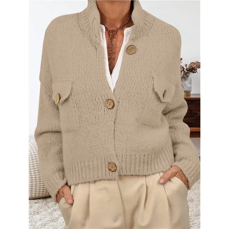 【RECOMENDAR】سترات نسائية عصرية بأزرار لأعلى ورقبة وهمية وأكمام طويلة معاطف خارجية متماسكة ومكتنزة