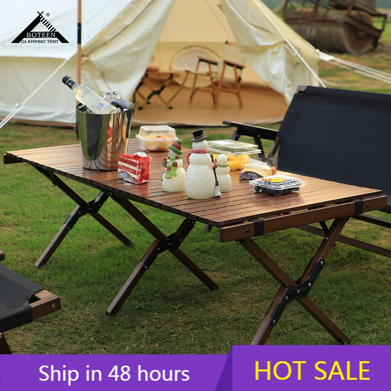 

YTYIN High Quality Outdoor Camping Table Portable Lightweight Solid Wood Folding Table for Picnic Camping with Storage Bag