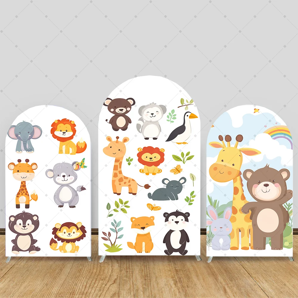 

Animal 2-sided Arch Background Cover Baby Shower Studio Shooting Props Birthday Party Background Decoration Supplies