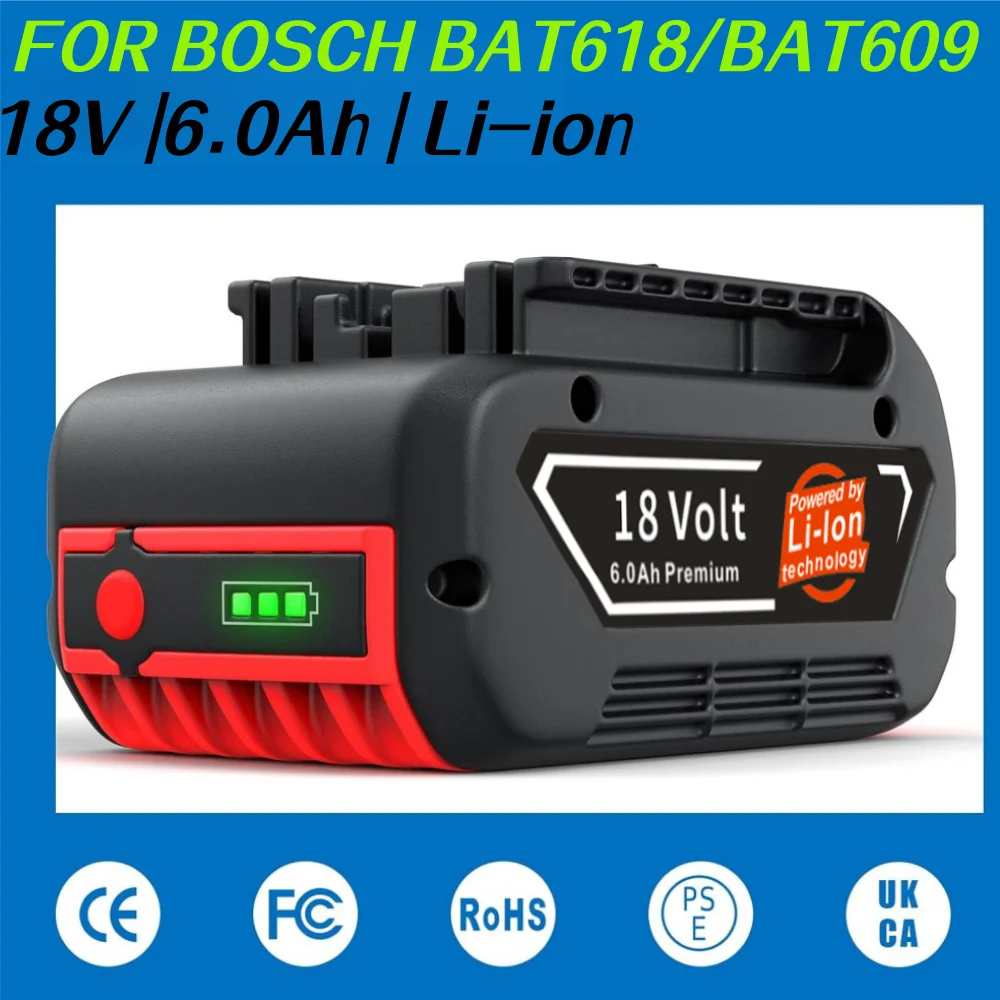 

For Bosch 18V 6Ah Battery New Replaceable - Fit BAT609/BAT609G Rechargeable Lithium-ion Electric Tool.