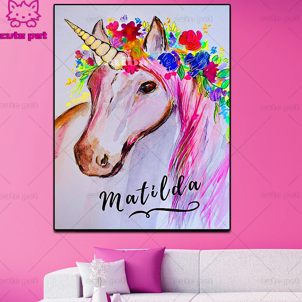 5d diamond painting Pink unicorn diy full diamond embroidery round diamond mosaic view rhinestone painting home art child gift