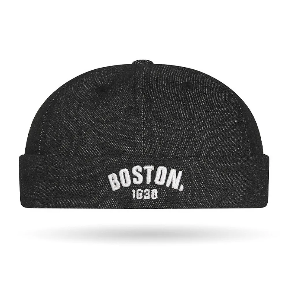 

New Solid Color Brimless Cap Letter Embroidered Casual Beanie Hat Punk Skullcap Women Men