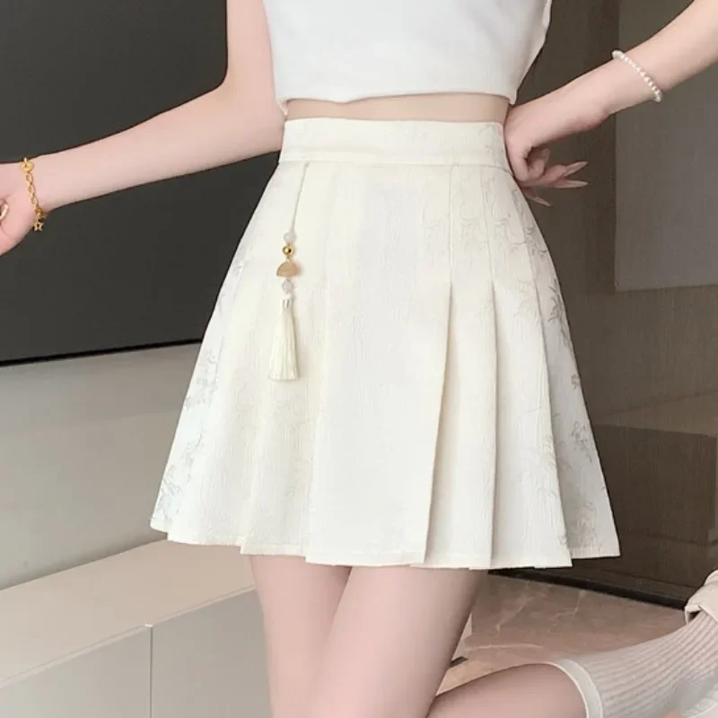 New Chinese style jacquard skirt for women, versatile and fashionable in early autumn, slimming and casual pleated skirt