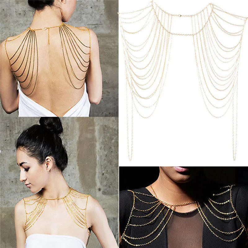 Style Fashion Sexy Body Women Jewelry Tassels Link Body Shoulder Chain Necklace