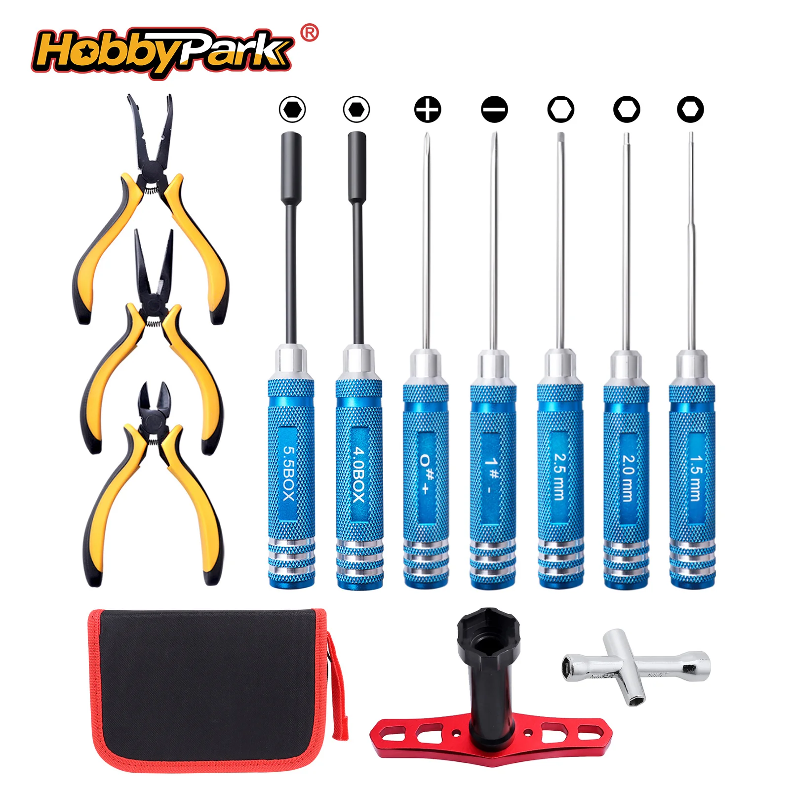

Hobbypark RC Car Repair Tool Kit Screwdriver Pliers Wrench Set for Quadcopter Drone Helicopter Airplane 12Pcs