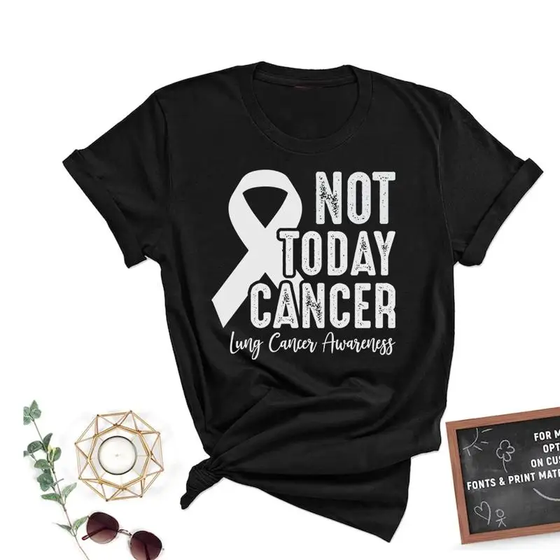 

Not Today Lung Cancer Awareness Shirt White Ribbon Shirt November Cancer Sur
