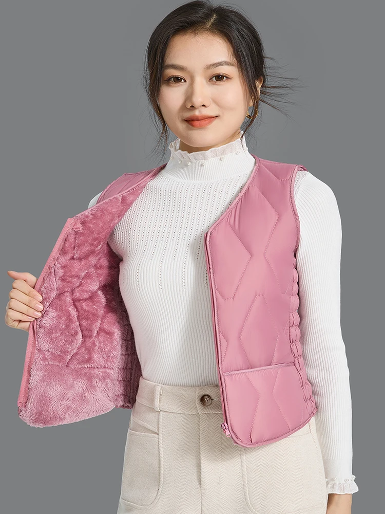 Gilet in Cotone Foderato per Donna, Novità Autunno 2023, Caldo Abbigliamento Interno, Fibra di Poliestere con Scollo a V