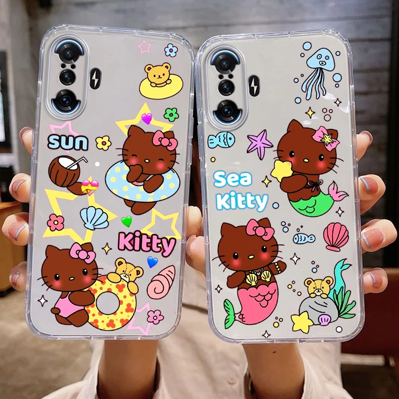 Cartoon Hello Kitty Cat For Xiaomi Redmi K70 K60 K60E K50S K40S K50 K40 Gaming K30 ULTRA K20 PRO Phone Case Funda Carcasa