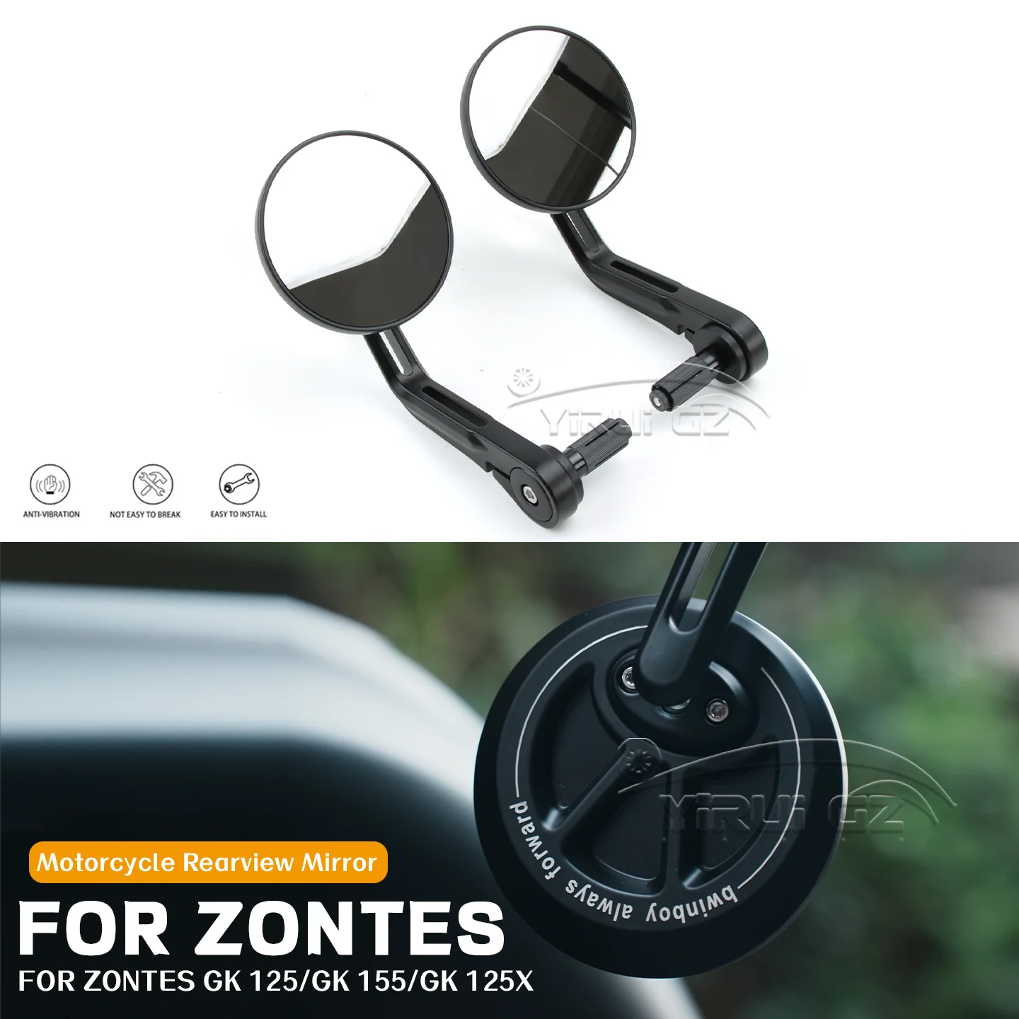 Motorcycle Rearview Handlebar Rearview Mirror Retro Handlebars Side Mirror FOR Zontes GK125/GK 155/GK 125X GK 125/GK 155/GK 125X
