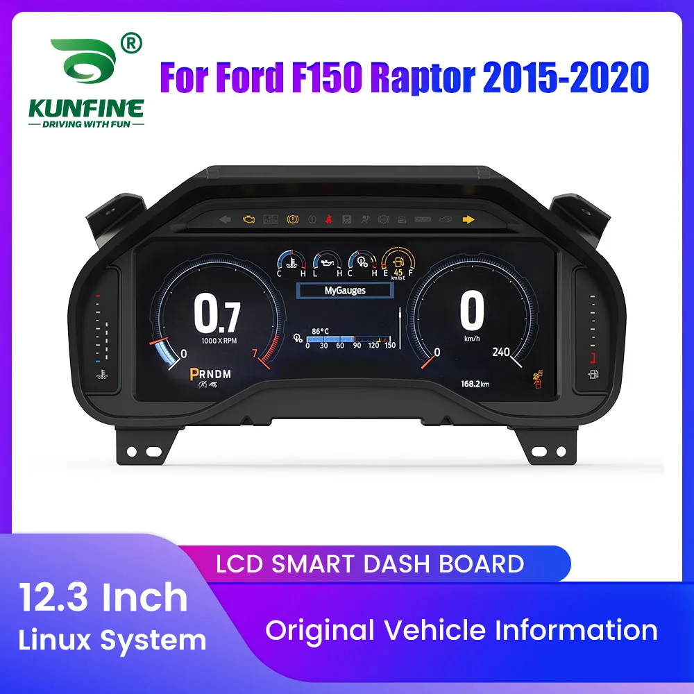 

12,3-дюймовый ЖК-цифровой кластер приборной панели для Ford F150 Raptor 2015-2020, виртуальная приборная панель, спидометр, виртуальный кабин, Linux