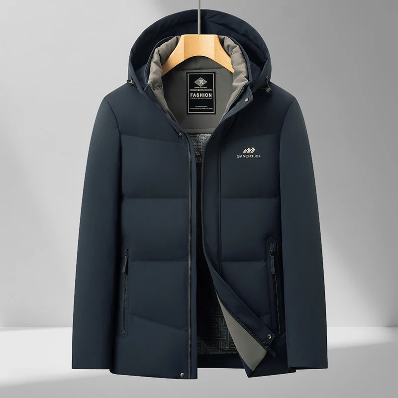 Timeless Men's Basic Down Coat Business Casual Puffer Parkas Winter Thermal Outerwear Black Navy Essential Collection Garment