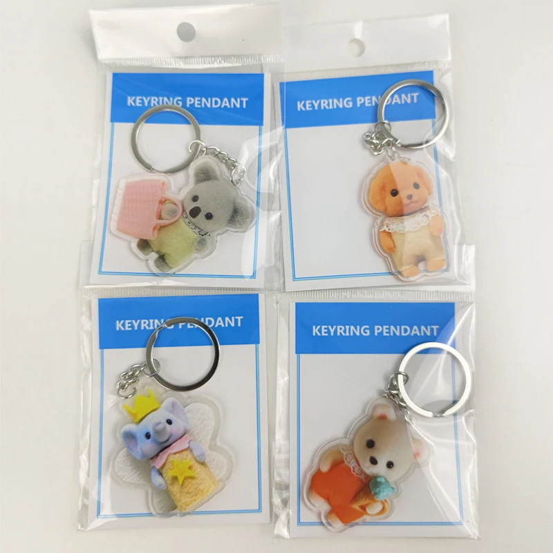 Poodles, anime surrounding forest animals, acrylic double-sided key chains, pendants, cute puppies, cartoon children's gifts