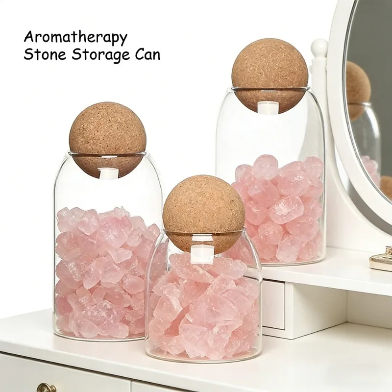 Picture 4: Glass Storage Jars with Ball Cork Stopper for Tea Spices Nuts Decorative Kitchen Cabinet Organizer Transparent Container Set