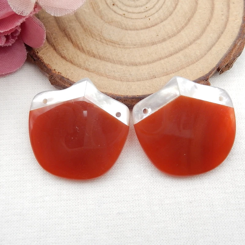 Fashion women earring beads,with Shell,Red Agate jewelry earrings For Women Jewelry Making DIY,45x25x4.5mm9.1g