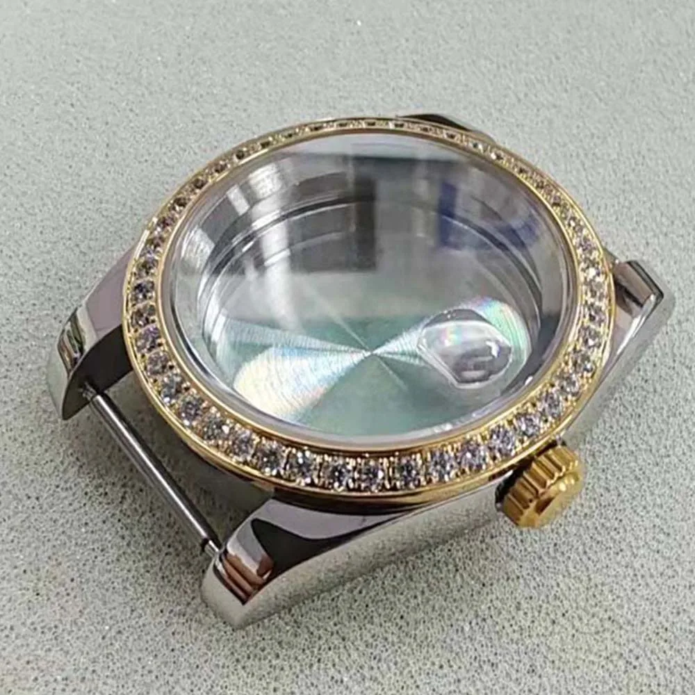 NH35 Case 36MM/39MM, Silver Rose Gold Bezel Stainless Steel Sapphire Glass Watch Case, for NH35 NH36 Movement, Watch Shell Cover