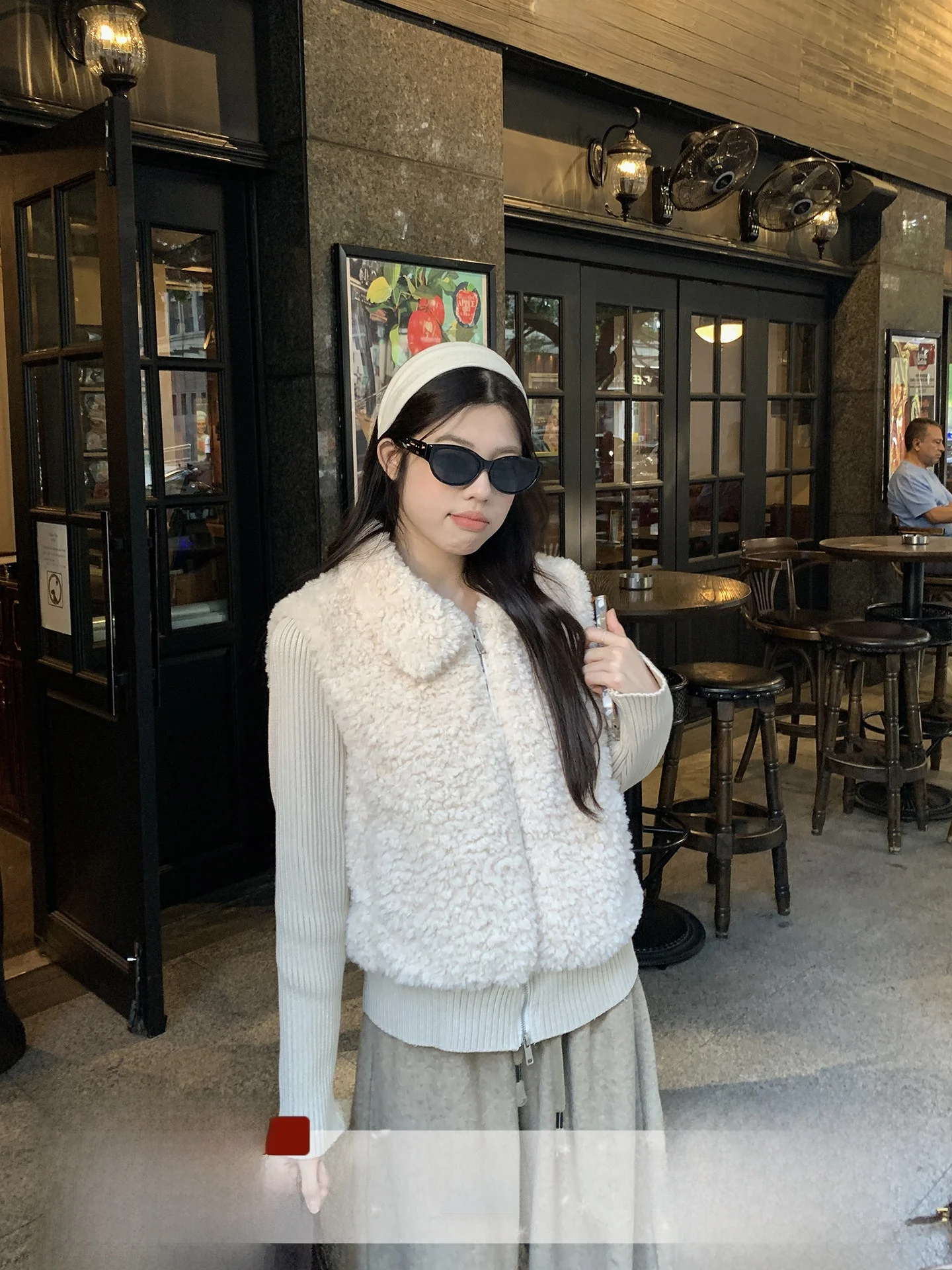 

Женская теплая вязаная кофта с воротником из искусственной овчины, из полиэфирного волокна, с длинными рукавами, облегающая, для зимы