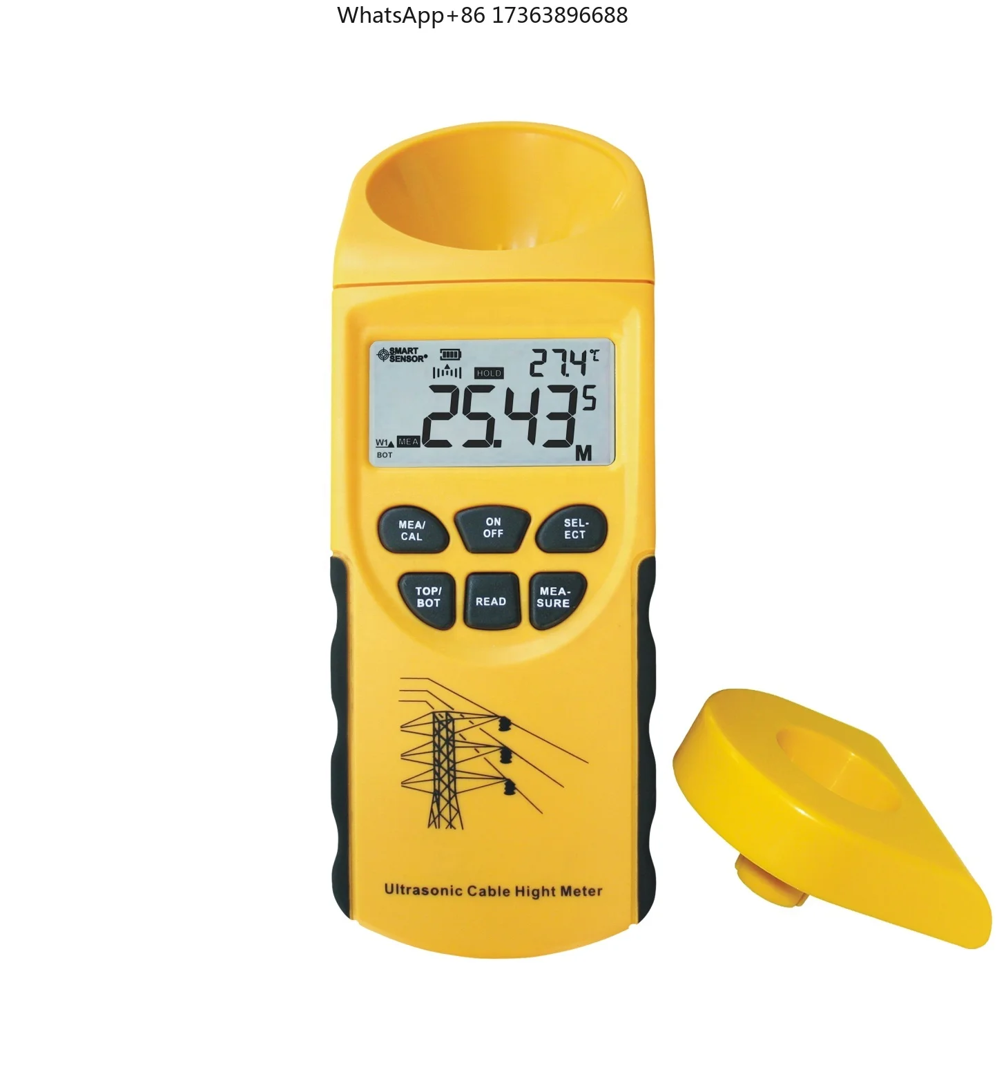SMART SENSOR AR600E Ultrasonic Cable Height Meter LCD Display 6 Cables 3 to 23m Measurement Ultrasonic Cable Height Meter