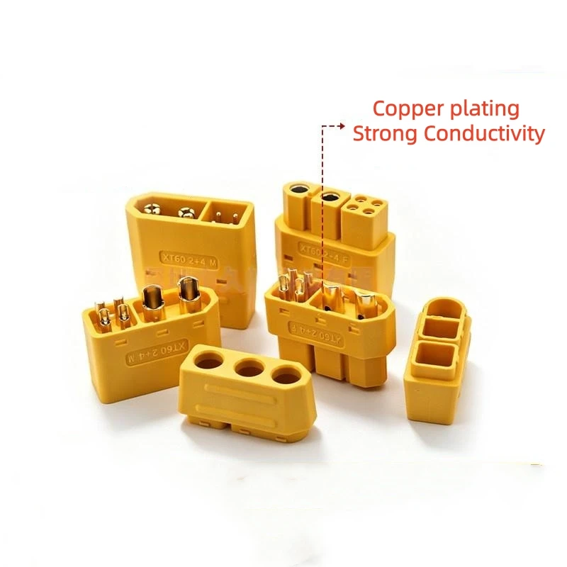 1PCS XT60(2+4) Plug with Signal Pin Solder Wire XT60 Model Connector Lithium Battery Male and Female Power Interface