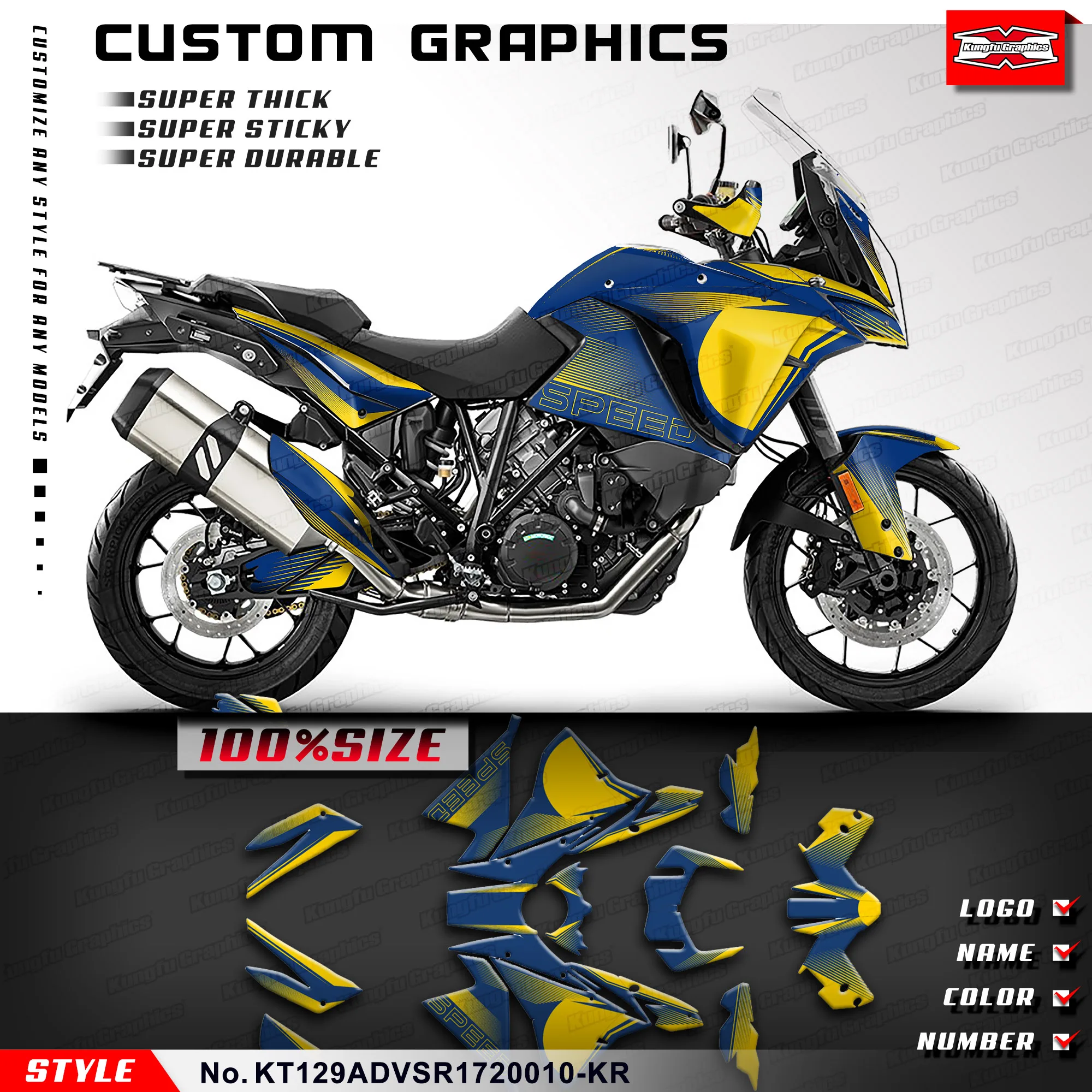 

KUNGFU GRAPHICS Complete Sticker Vinyl Decal Kit for KTM 1290 Super Adventure S R 2017 2018 2019 2020 2021 2022 2023