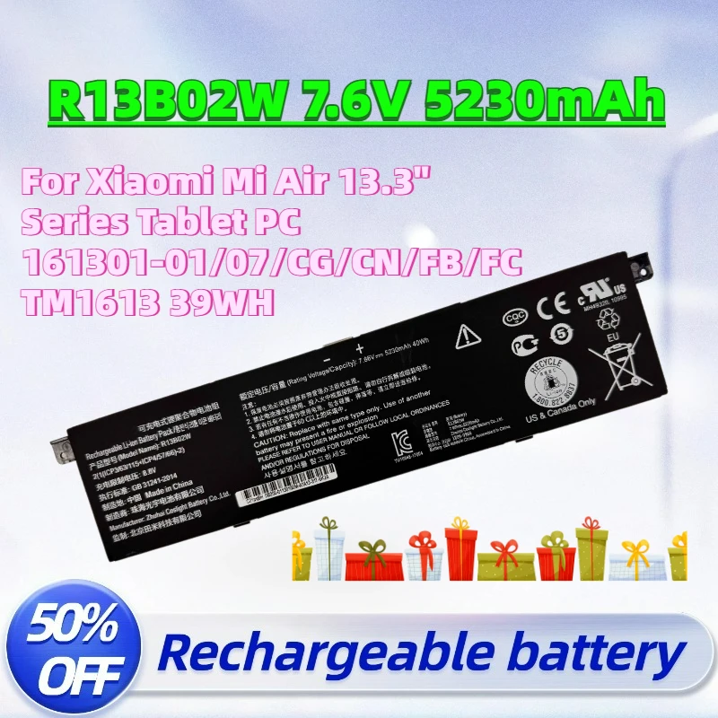 Large Capacity R13B02W 7.6V 5230mAh Laptop Battery For Xiaomi Mi Air 13.3