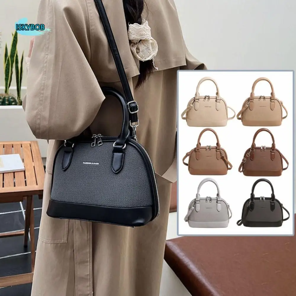 

Simple PU Leather Women Shoulder Bag Portable Large Capacity Mini Shell Travel Bag Korean Style Handbag Small Square Bag Student