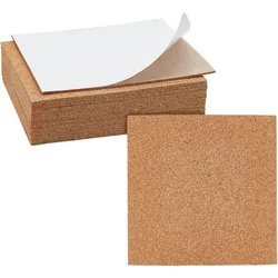 20 Pack Self Adhesive Cork Sheets 6x6 Inch Cork Board Mat 2mm Thick Square Cork Coaster for Bulletin Boards, Wall Decoration