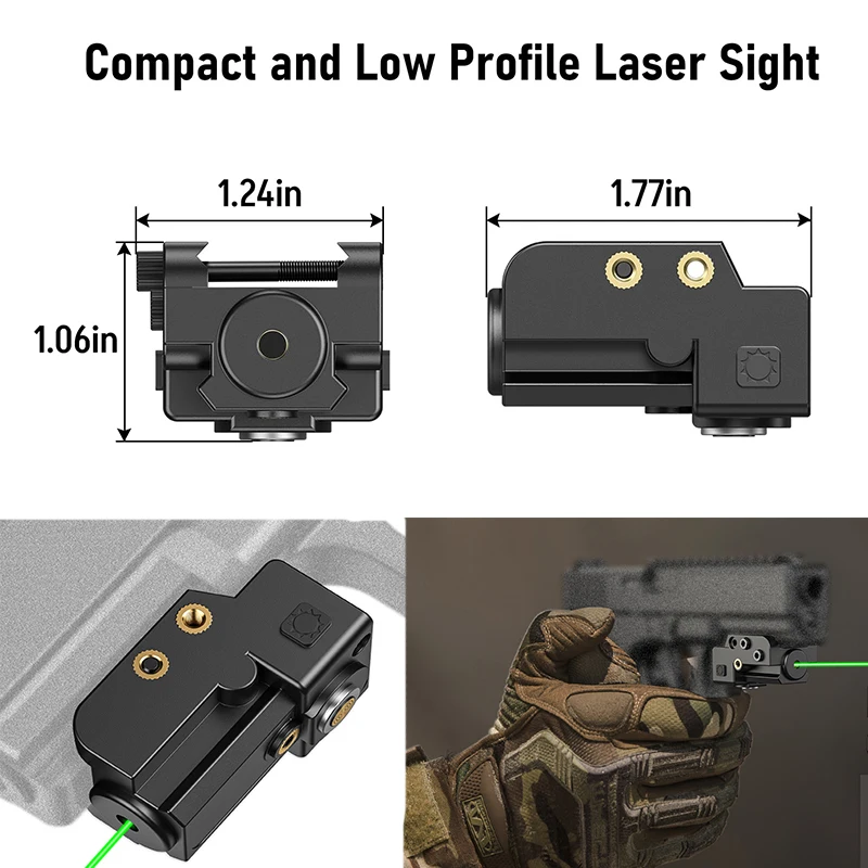 

EZshoot Green Laser Sight Magnetic Rechargeable Sight for Pistol Low Profile with Ambidextrous ON/Off Switch for Picatinny Rail