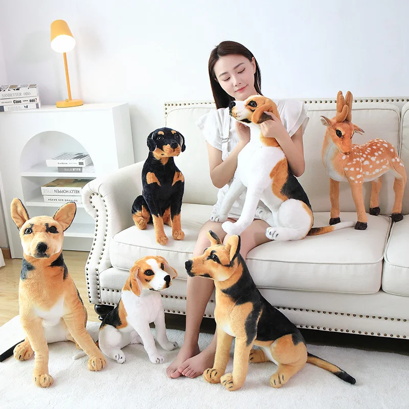 1pc 23-66cm vida real cães brinquedo de pelúcia em pé collie ponto cão recheado macio simulação animal bonecas para crianças meninos presentes