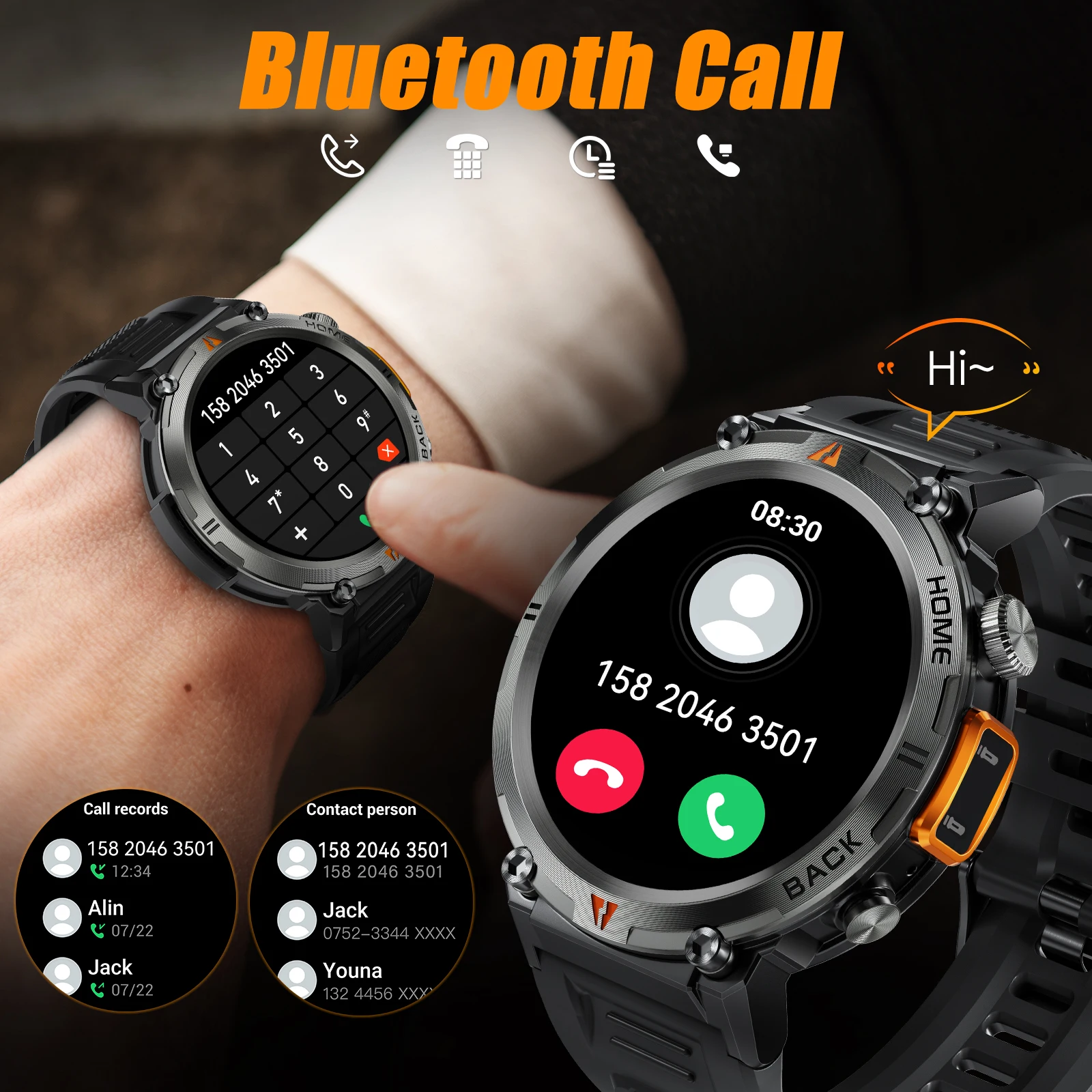 EIGIIS 2024 New Smart Watch KE3 3ATM Waterproof Sport Genuine Original Design Men Bluetooth Call Health Monitor With Flashlight