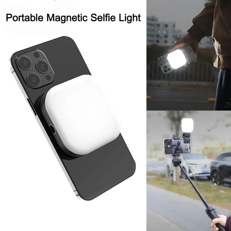 Portable Mini Magnetic Pocket Light for iPhone 12 13 14 Series LED Cube Fill Light Lamp with Clip for Makeup Vlog Video Xiaomi