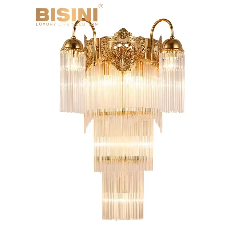 Modern Empire Bronze LED Gold Finish Dining Room Wall Lamp Sconce Fixture Crystal Lighting for Home and Villa Decor