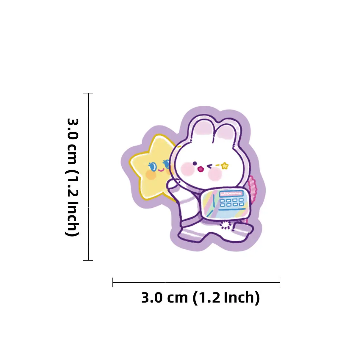 1Sheets PVC Flash Film Cartoon Children\'s Korean Kawaii Deep Space Bunny\'s,Waterproof and Wear- resistant Stickers Rich Patterns