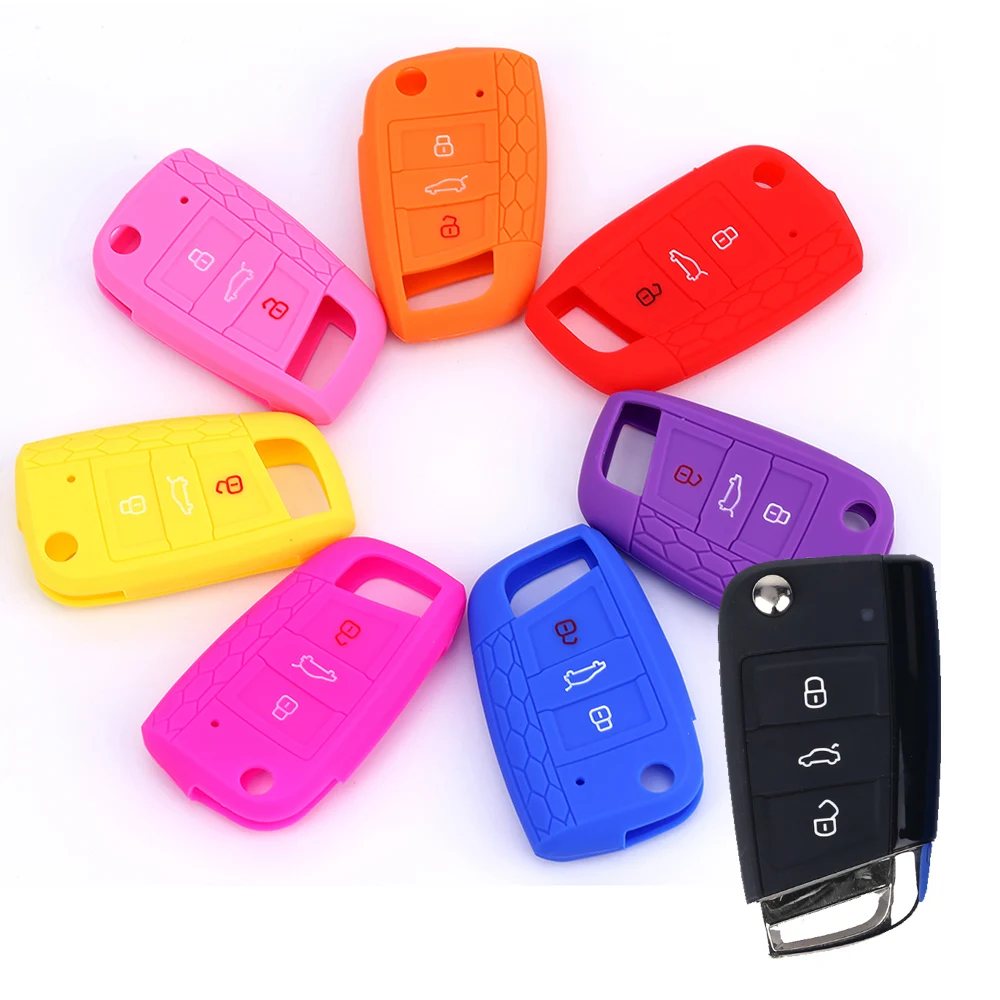 1 قطعة غطاء مفتاح السيارة سيليكون لشركة فولكس فاجن بولو جولف 7 السابع GTI GTD GTE R