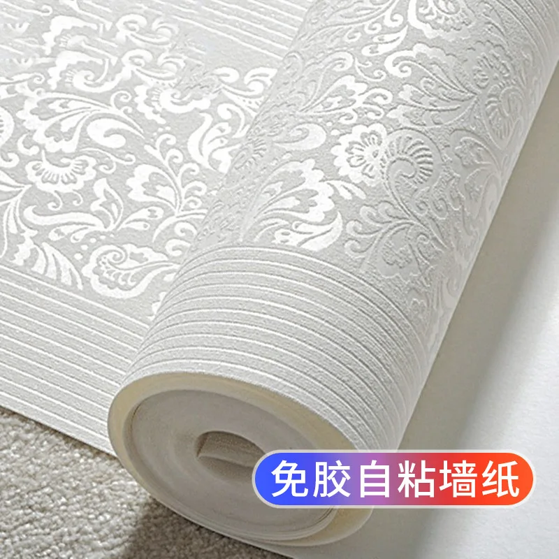 Self Adhesive 3D European Style Vertical Stripe Thickened Non Woven Wall Stickers for Bedroom Living Room Background Wall Peel
