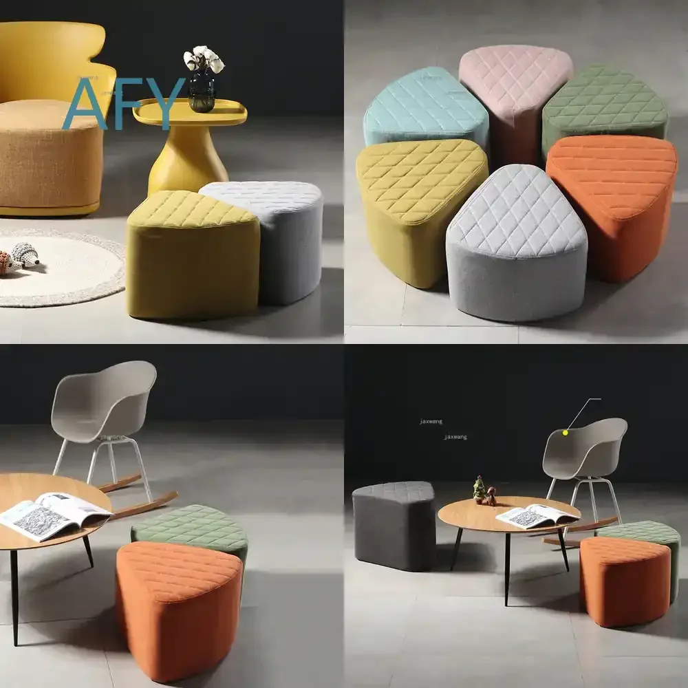 Leisure Fabric Low Stool for Hotel Home Office Living Room Coffee Shop Bedroom Nordic Modern Minimalist Ottoman Shoe Stool