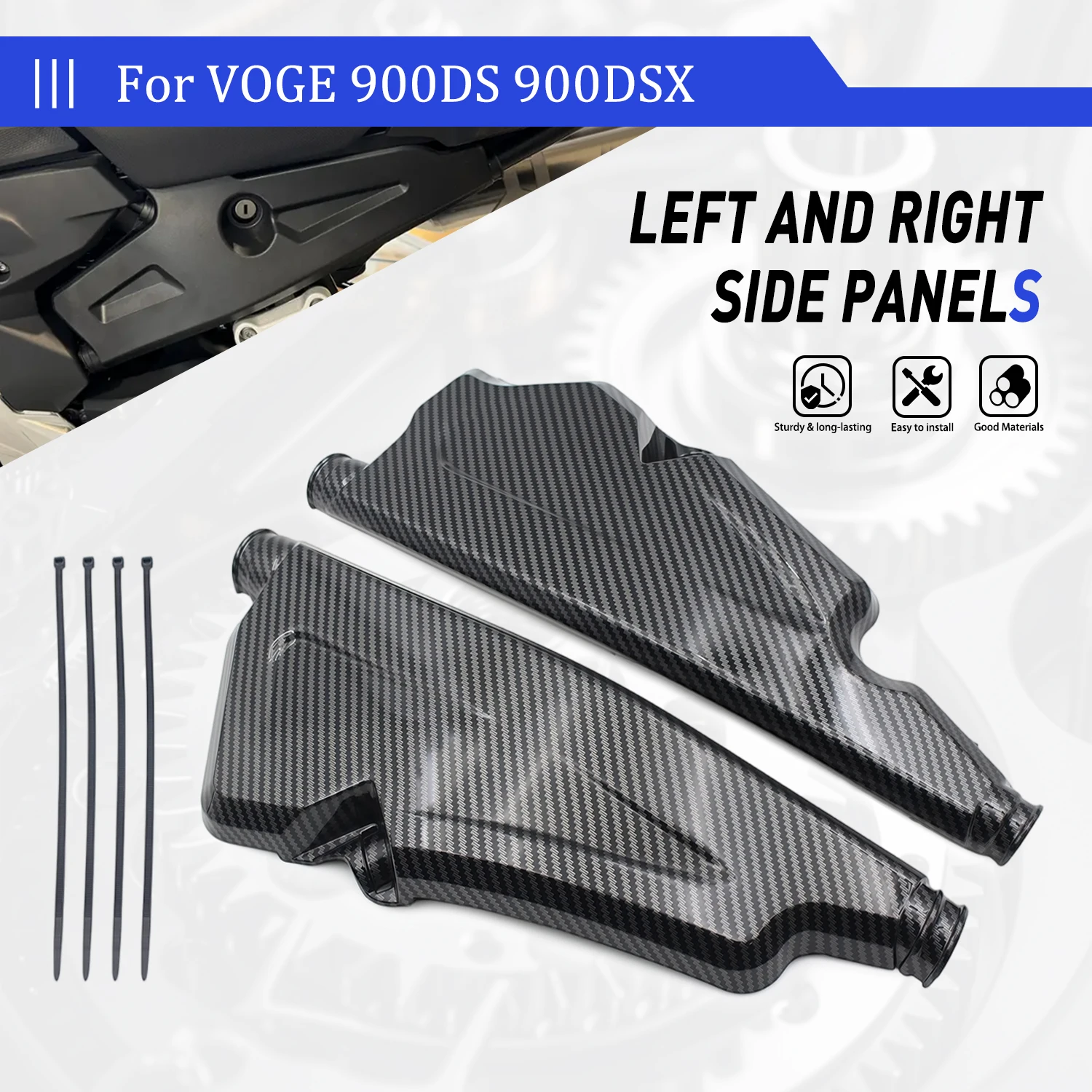 

For LONCIN VOGE 900DS 900DSX 2024 2025 Carbon fiber Frame Infill Left Right Side Panel Set Guard Protector Fairing Cowl Cover