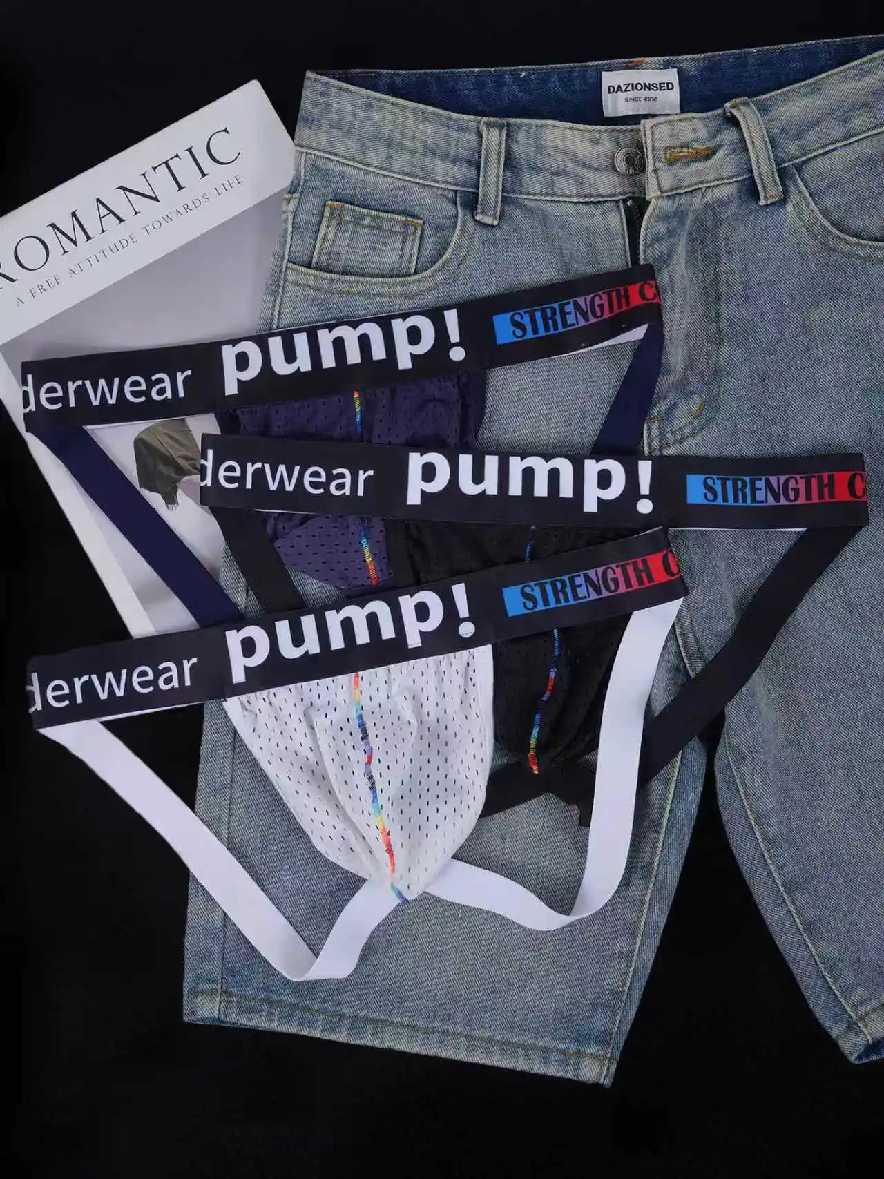 3PCS Men's Mesh Jockstrap Underwear Pump! Branded Waistband Breathable Athletic Sexy Thong Briefs