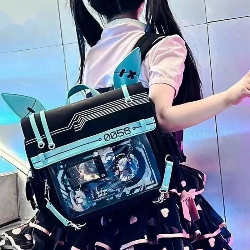 Y2K Itabag Rabbit Mechanical Transparent Bag Bar Squeezing Backpack Girl Versatile Large Capacity Learning Constant Bag Gift New