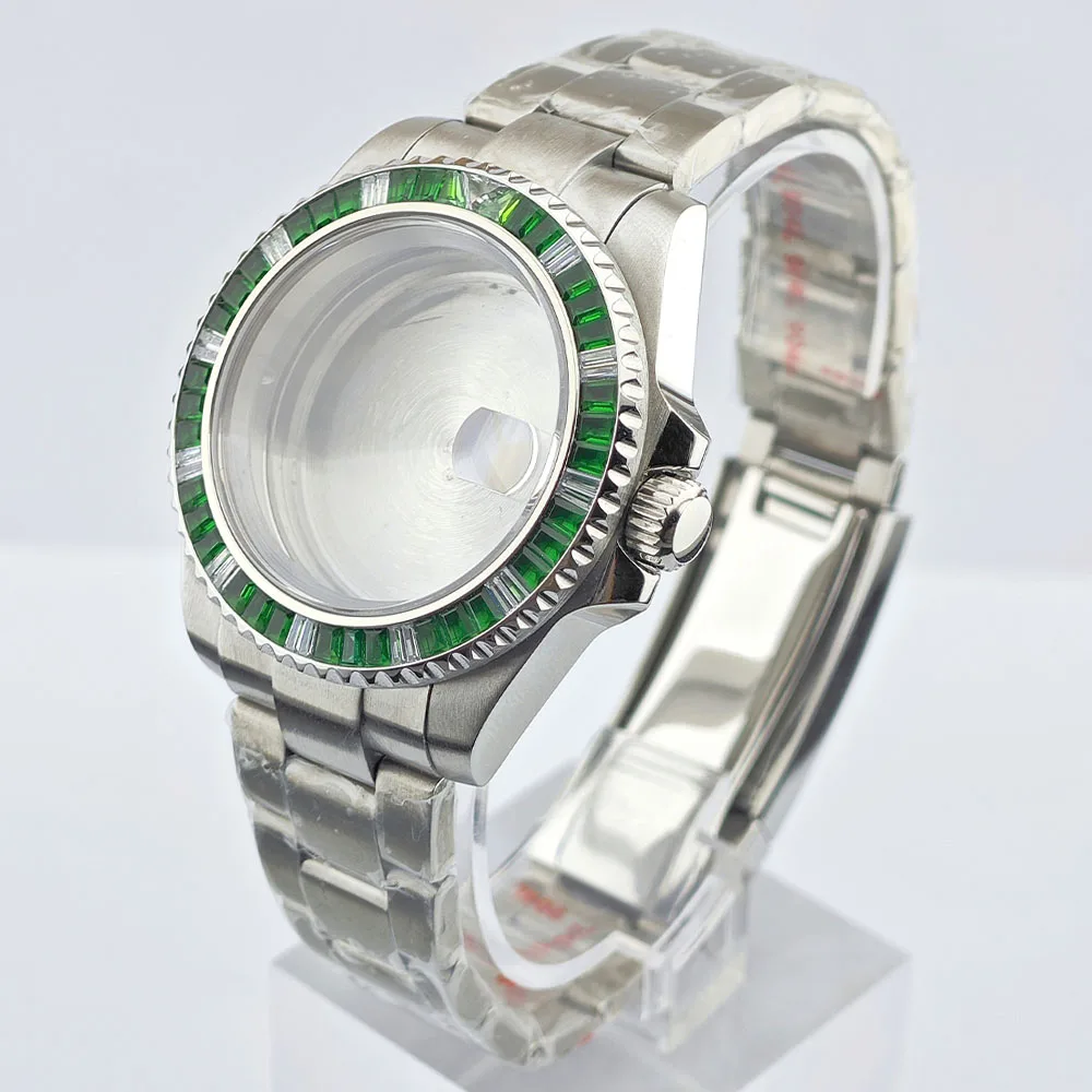 ساعة فضية للرجال ، ياقوت ، صندوق أوتوماتيكي ، عالية الجودة ، تناسب NH34 ، NH35 ، NH36 حركة ، 40.5 مللي متر