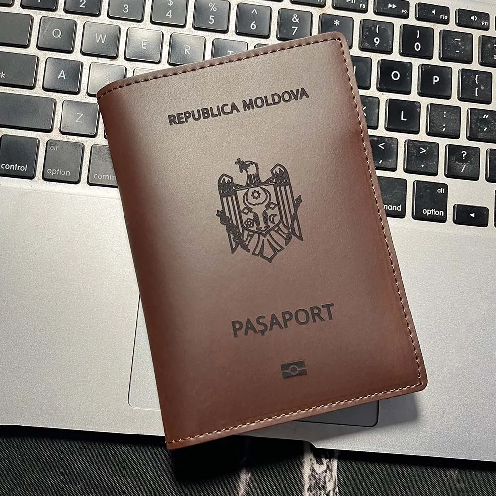 Leather Republic of Moldova Passport Cover Personalised Genuine Leather Republica Moldova Passport Holder Covers for Passports