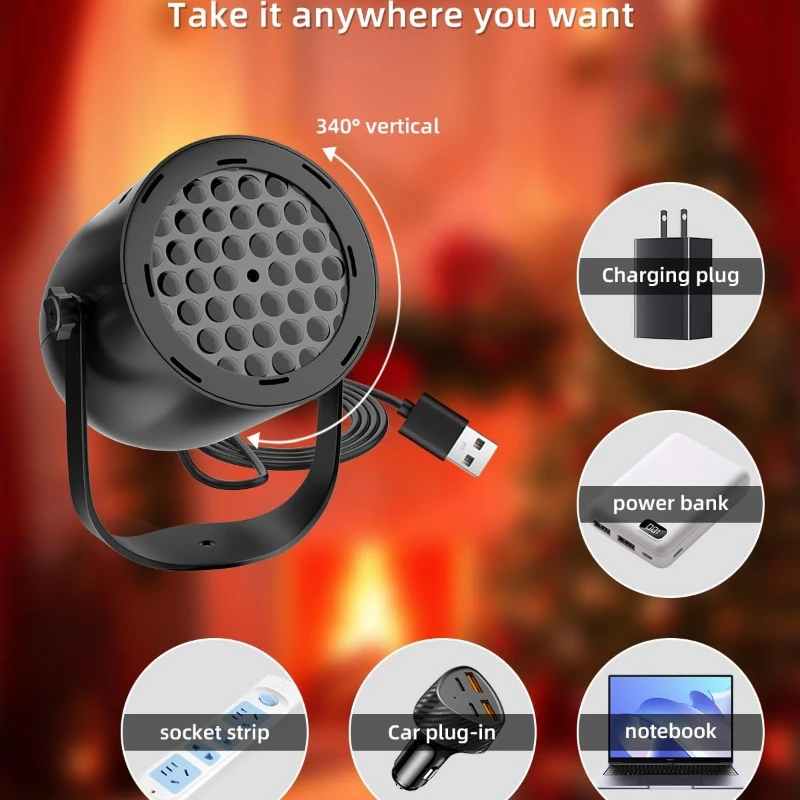 Christmas Projector Lights - LED Projector Light USB Powered Lamp for Living Room New Year Holiday Party Christmas Decoration