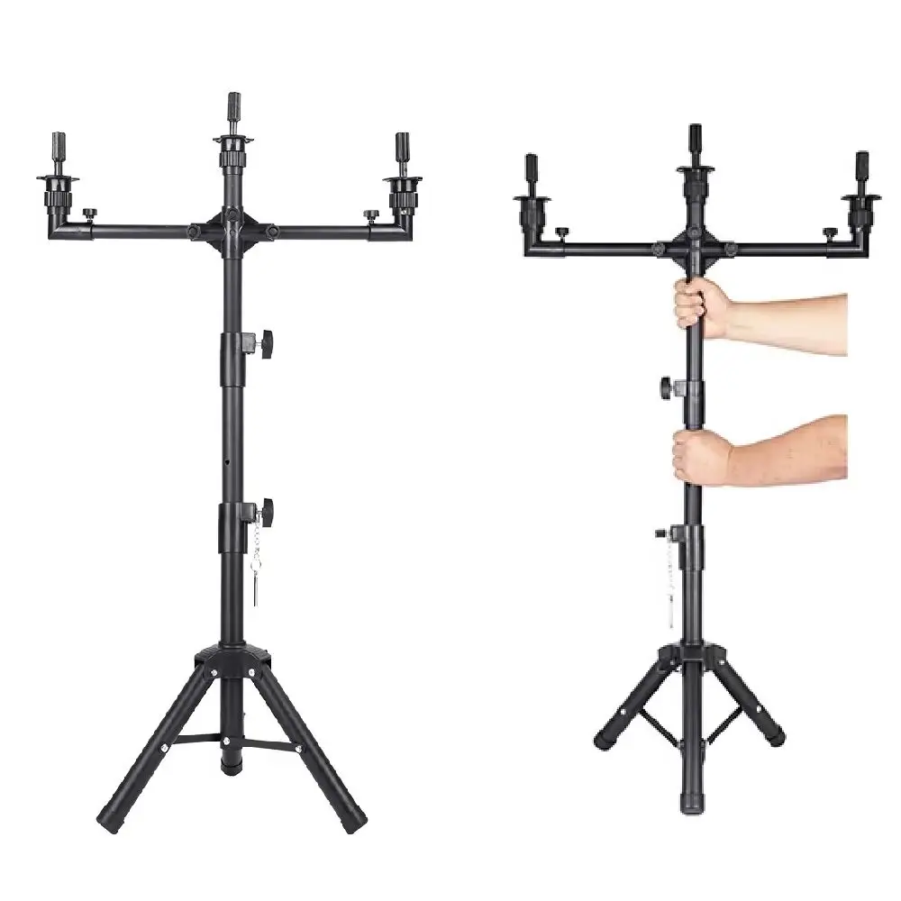 

Adjustable Multifunction Three Head Tripod Stand Wig Head Holder for Cosmetology Hairdressing Training
