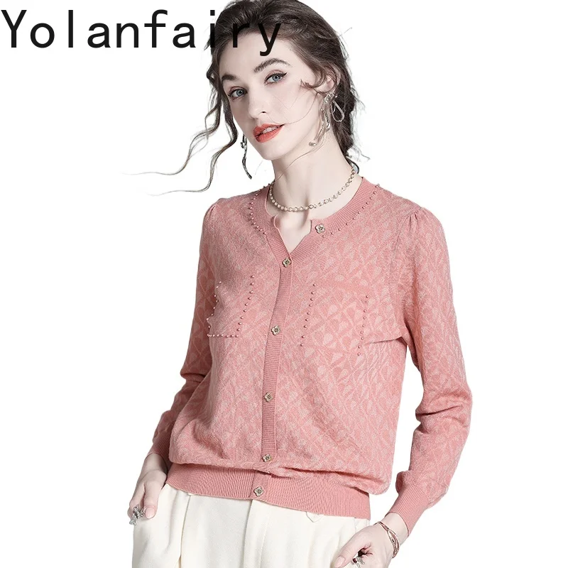 

YOLANFAIRY 30.7% Wool Sweater for Woman Early Autumn Knitted Wool Pullover Long Sleeve Tops Chic Women's Sweaters Ropa Mujer