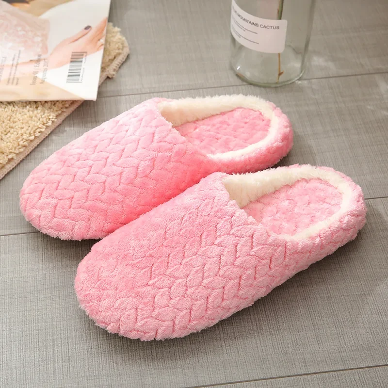 Women Winter Home Fur Slippers Cartoon Cat Non-Slip Soft Warm House Indoor Bedroom Men Couples Boys Girl Memory Foam Floor Shoes